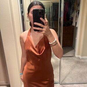 Elegant Halter Neck Satin Dress